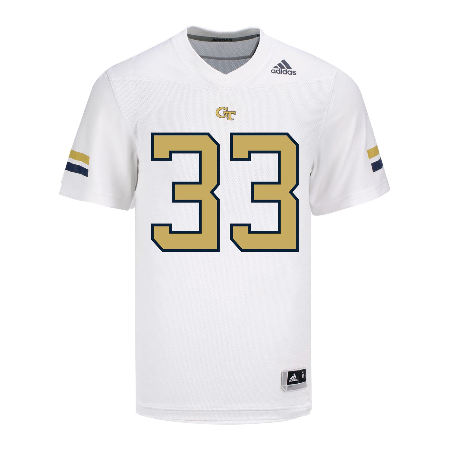 Georgia Tech Adidas Football Student Athlete #33 Aiden Birr White Football Jersey - Front View