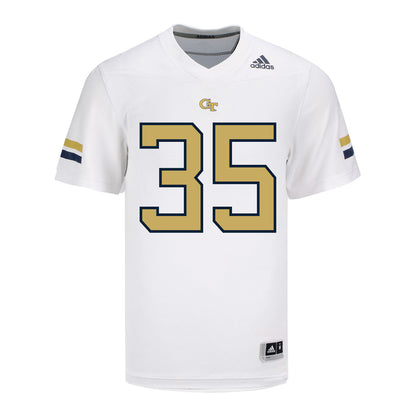 Georgia Tech Adidas Football Student Athlete #35 Carrington Coombs White Football Jersey - Front View