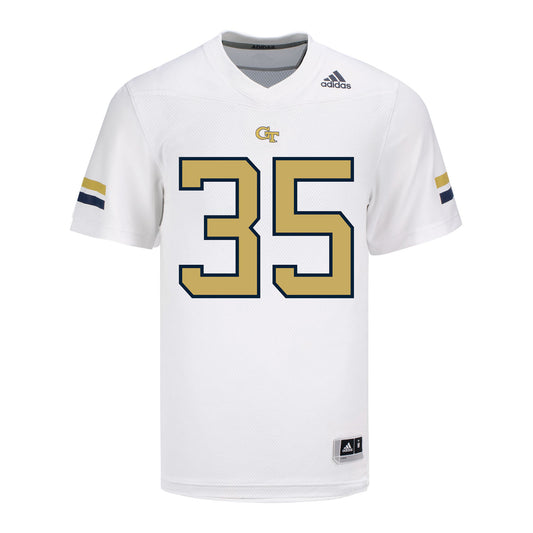 Georgia Tech Adidas Football Student Athlete #35 Carrington Coombs White Football Jersey - Front View