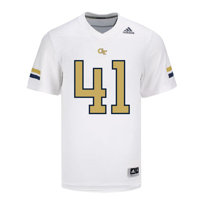 Georgia Tech Adidas Football Student Athlete #41 Landon Shaffer White Football Jersey - Front View