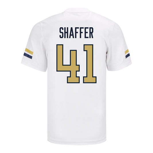Georgia Tech Adidas Football Student Athlete #41 Landon Shaffer White Football Jersey - Back View