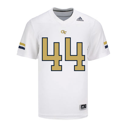 Georgia Tech Adidas Football Student Athlete #44 Connor Roush White Football Jersey - Front View