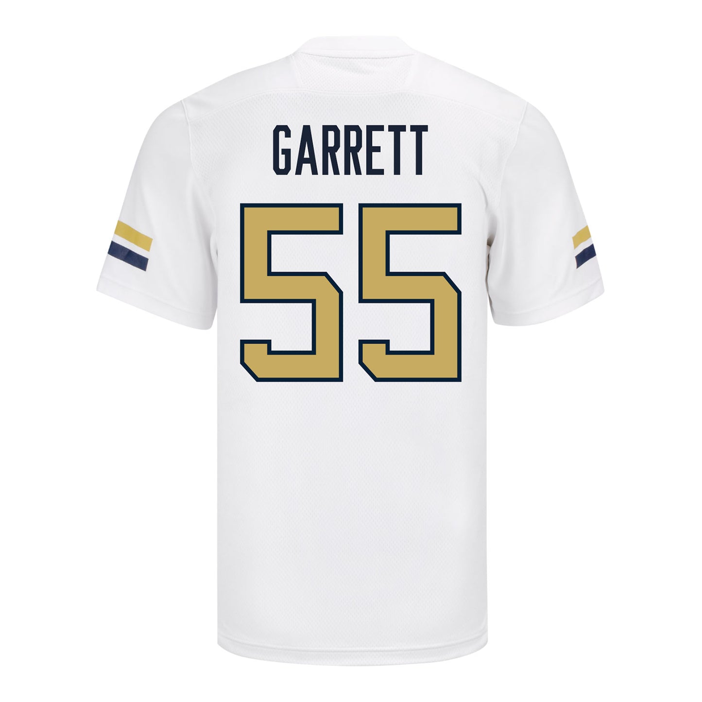 Georgia Tech Adidas Football Student Athlete #55 Christian Garrett White Football Jersey - Back View