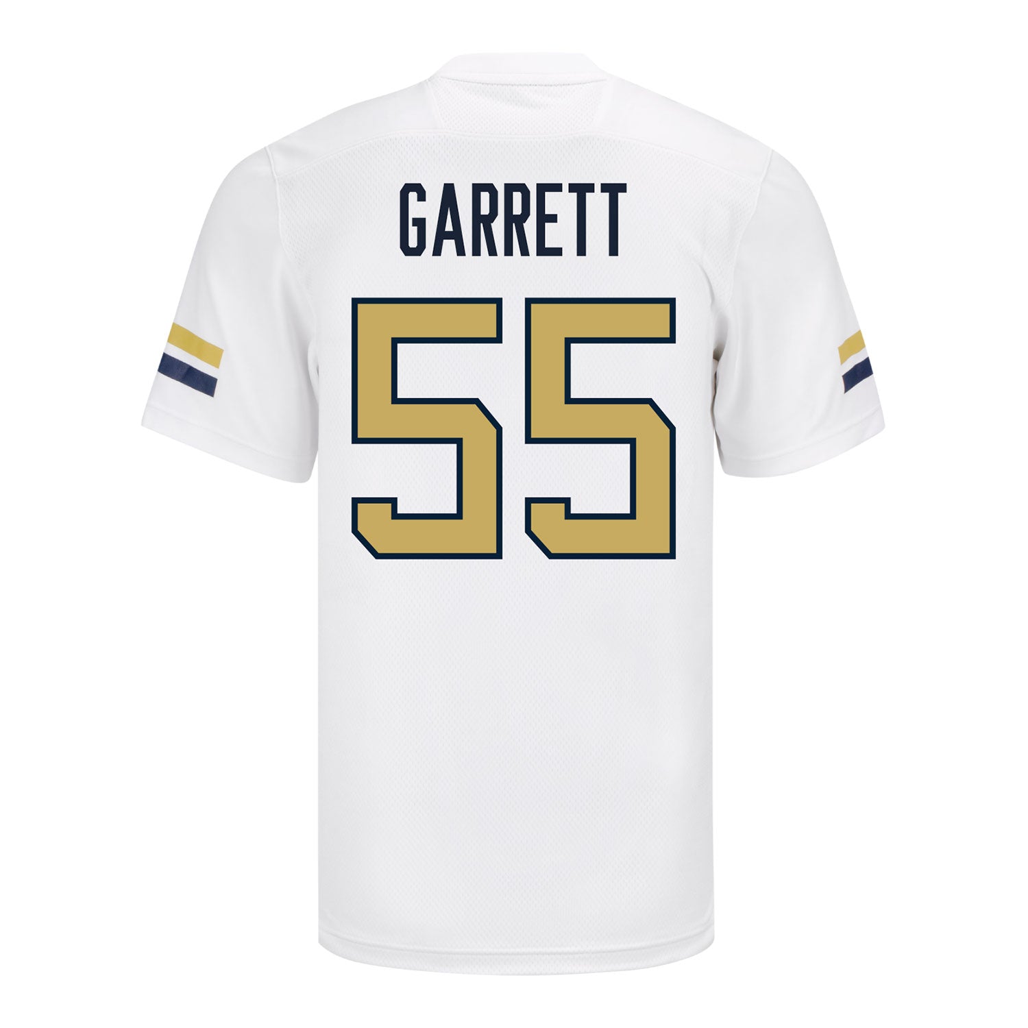 Georgia Tech Adidas Football Student Athlete #55 Christian Garrett White Football Jersey - Back View