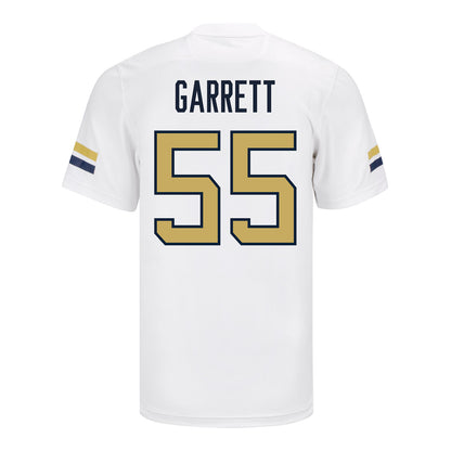 Georgia Tech Adidas Football Student Athlete #55 Christian Garrett White Football Jersey - Back View