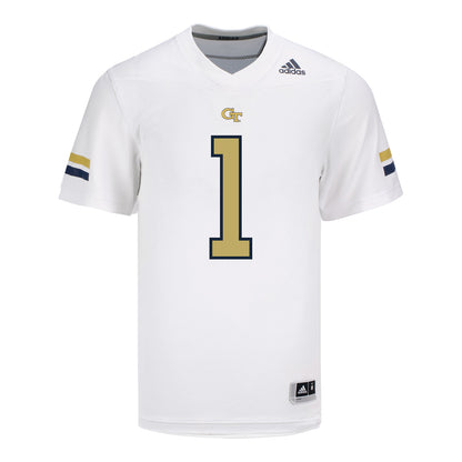Georgia Tech Adidas Football Student Athlete #1 Jamal Haynes White Football Jersey In White - Front View