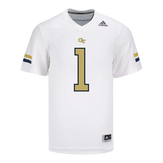 Georgia Tech Adidas Football Student Athlete #1 Jamal Haynes White Football Jersey In White - Front View