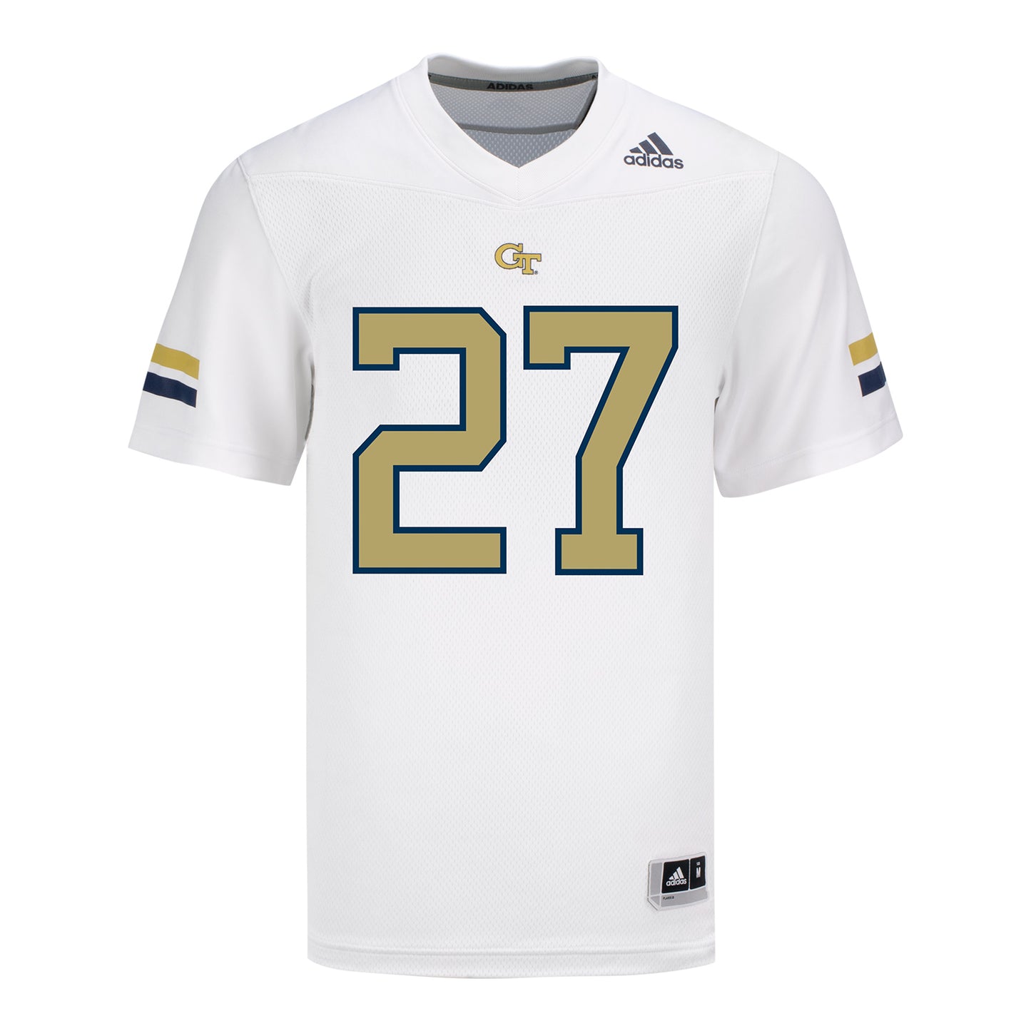 Georgia Tech Adidas Football Student Athlete #27 Chad Alexander White Football Jersey - Front View