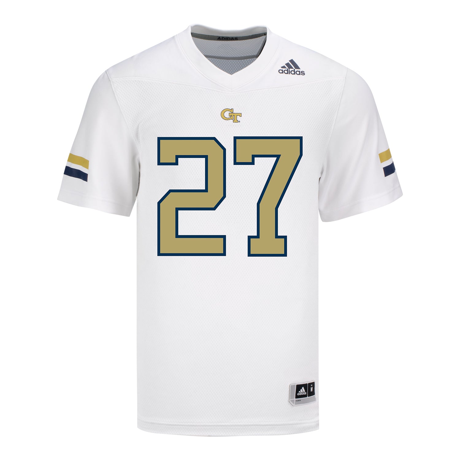 Georgia Tech Adidas Football Student Athlete #27 Chad Alexander White Football Jersey - Front View