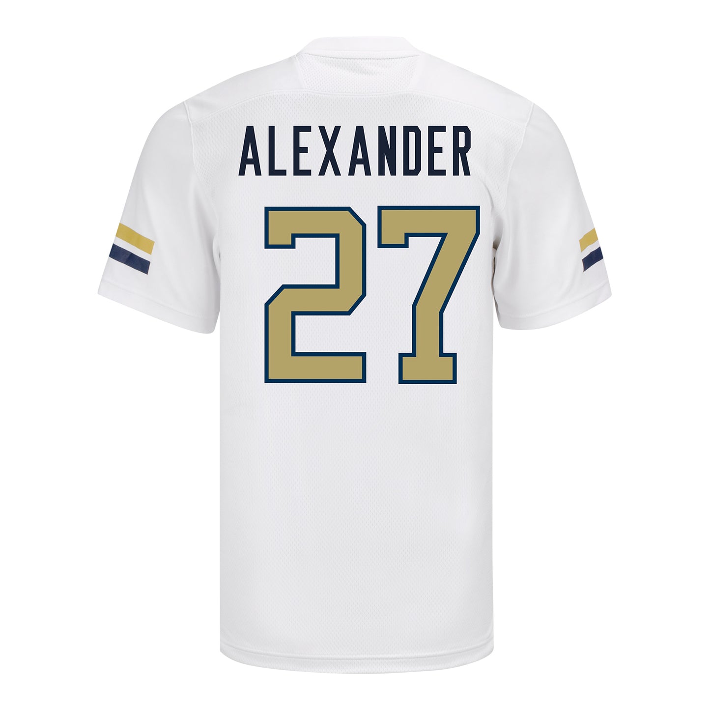 Georgia Tech Adidas Football Student Athlete #27 Chad Alexander White Football Jersey - Back View
