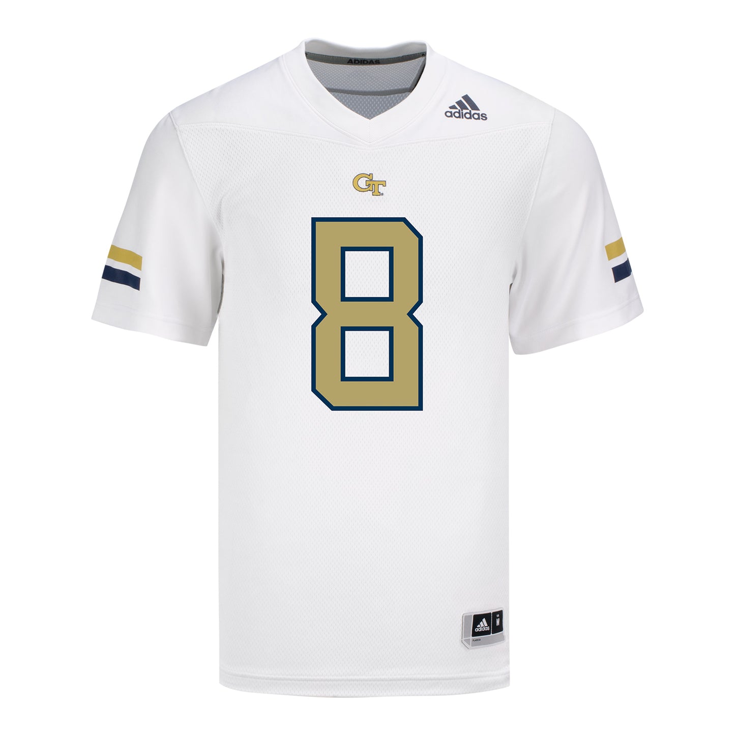 Georgia Tech Adidas Football Student Athlete #8 Malik Rutherford White Football Jersey - Front View