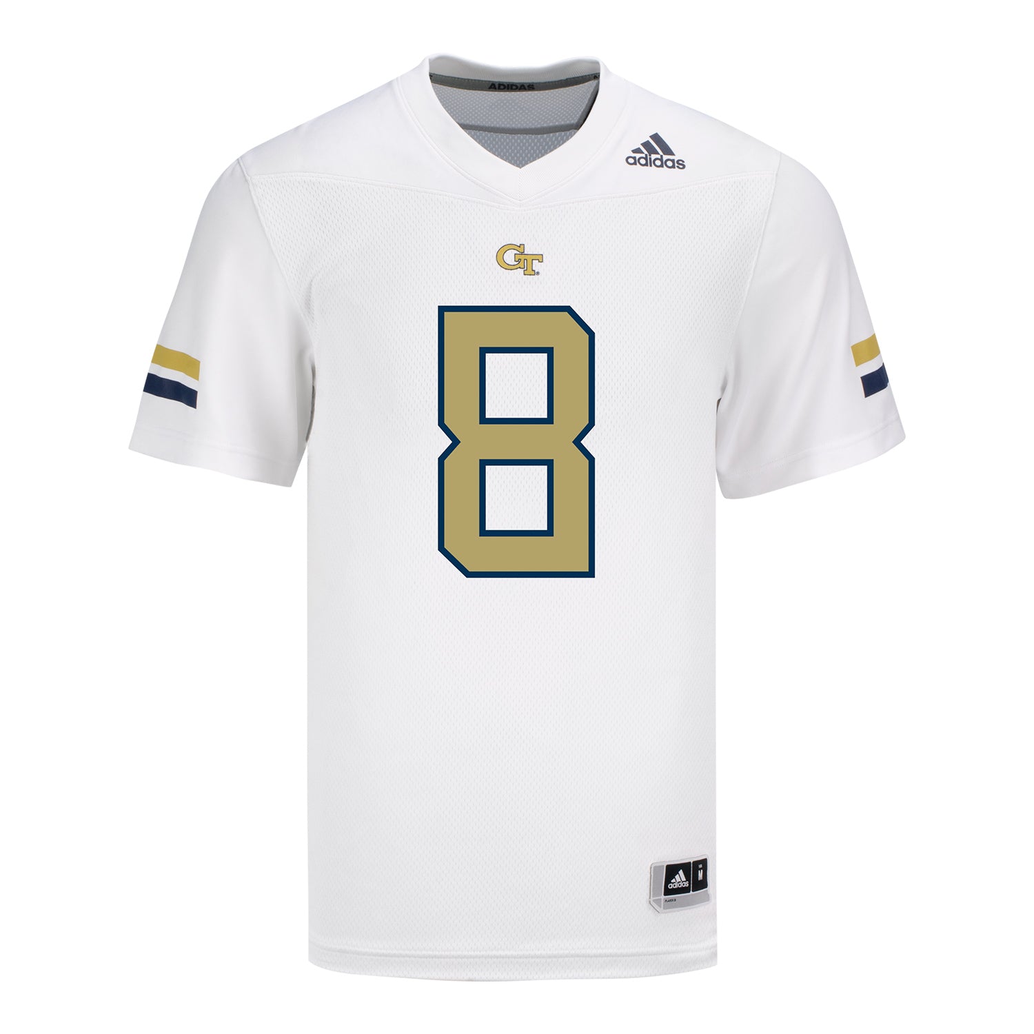 Georgia Tech Adidas Football Student Athlete #8 Malik Rutherford White Football Jersey - Front View