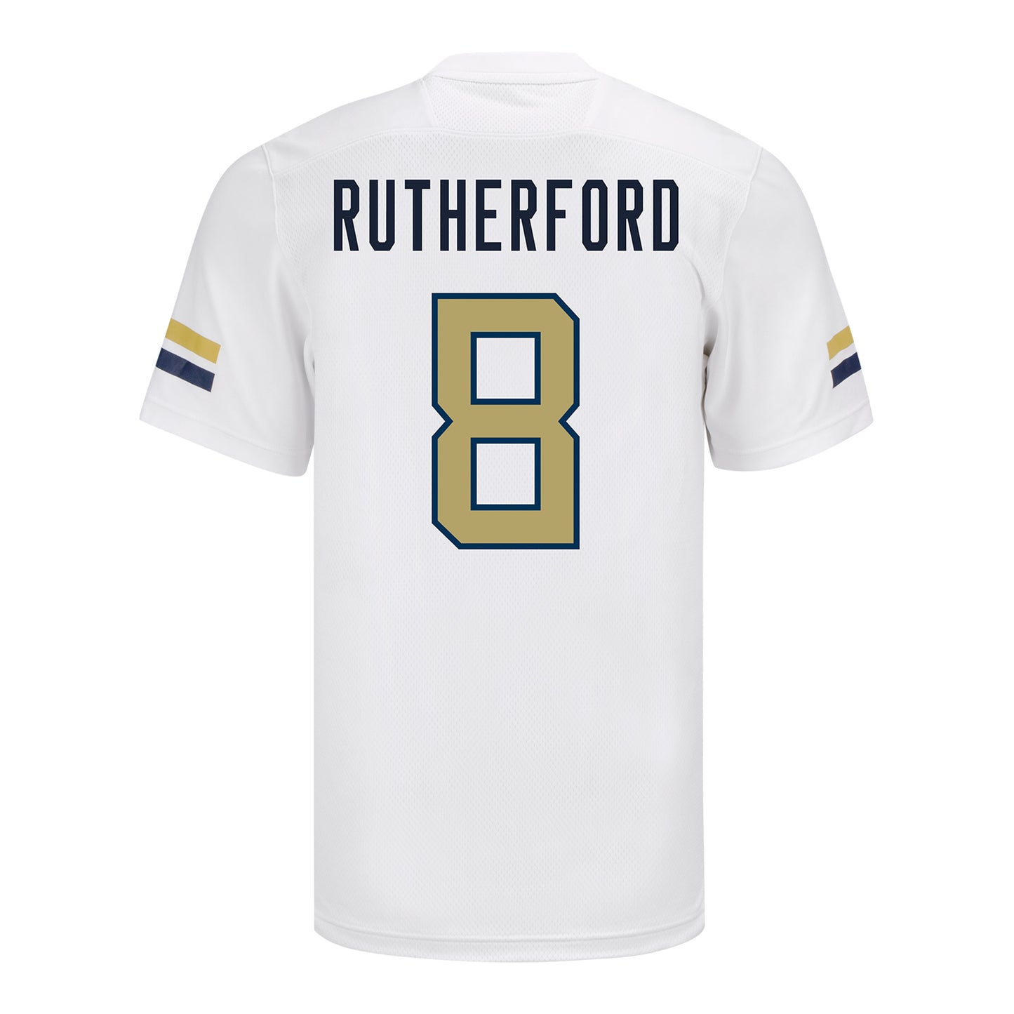 Georgia Tech Adidas Football Student Athlete #8 Malik Rutherford White Football Jersey - Back View