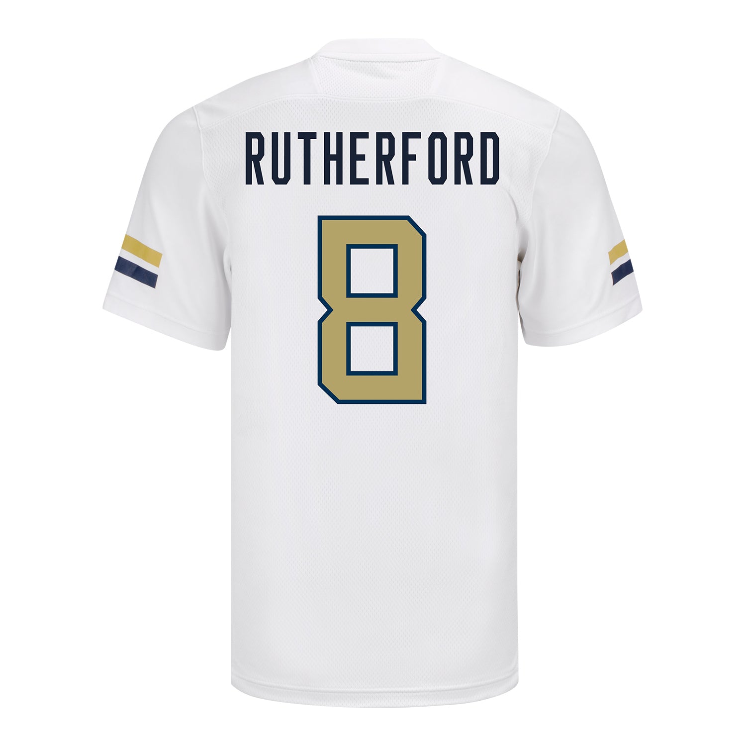 Georgia Tech Adidas Football Student Athlete #8 Malik Rutherford White Football Jersey - Back View