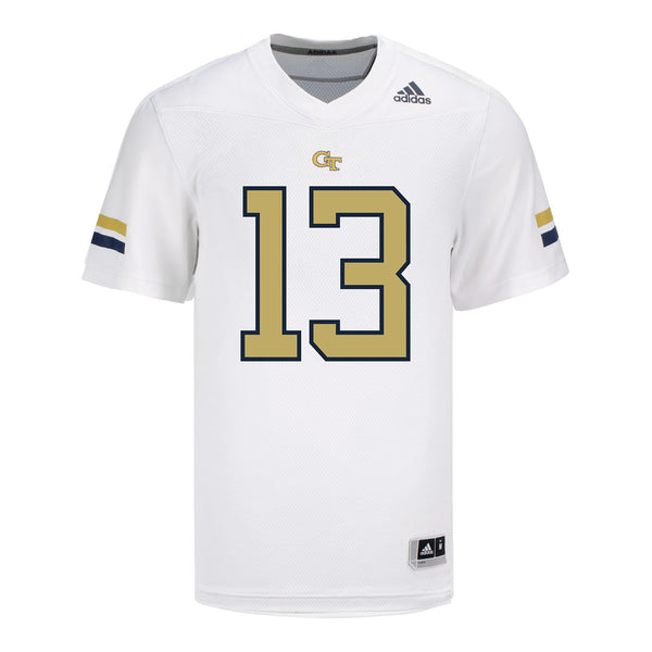 Georgia Tech Adidas Football Student Athlete #13 Tracish Canion White Football Jersey - Front View