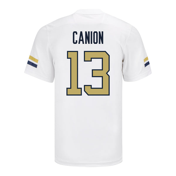 Georgia Tech Adidas Football Student Athlete #13 Tracish Canion White Football Jersey - Back View