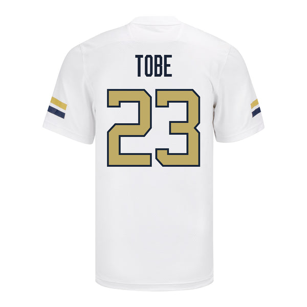 Georgia Tech Adidas Football Student Athlete #23 Zachary Tobe White Football Jersey - Back View