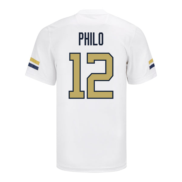 Georgia Tech Adidas Football Student Athlete #12 Aaron Philo White Football Jersey - Back View