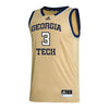 Georgia Tech Adidas Men's Basketball Student Athlete Sand Jersey #3 Jaeden Mustaf - Front View