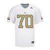 Georgia Tech Adidas Football Student Athlete #70 Jameson Riggs White Football Jersey - Front View