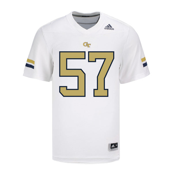 Georgia Tech Adidas Football Student Athlete #57 Cade Adams White Football Jersey - Front View