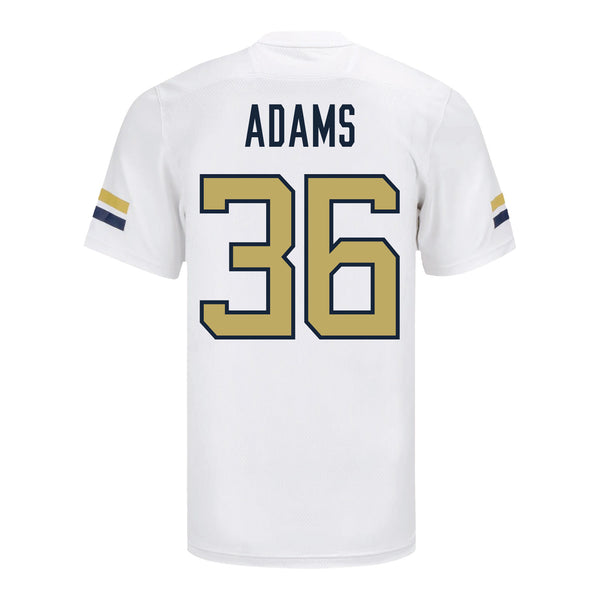 Georgia Tech Adidas Football Student Athlete #36 Kace Adams White Football Jersey - Back View