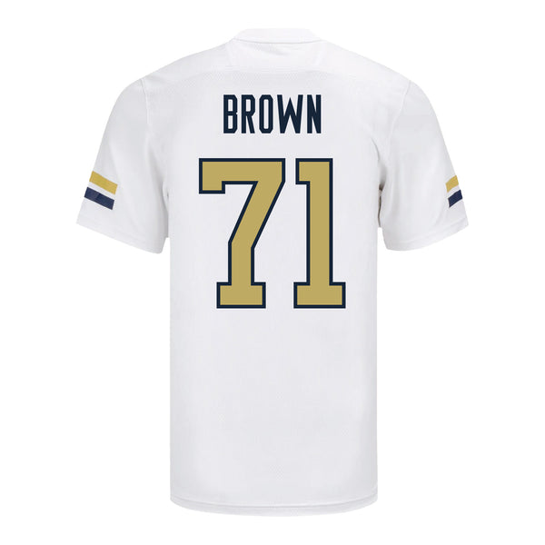 Georgia Tech Adidas Football Student Athlete #71 Jordan Brown White Football Jersey - Back View