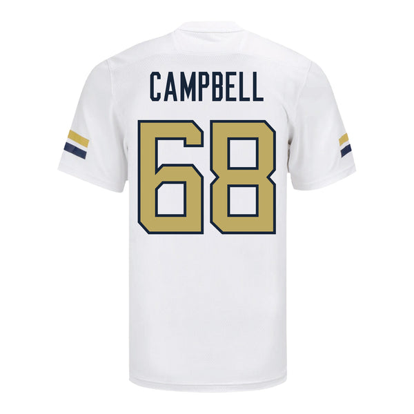 Georgia Tech Adidas Football Student Athlete #68 Bobby Campbell White Football Jersey - Back View