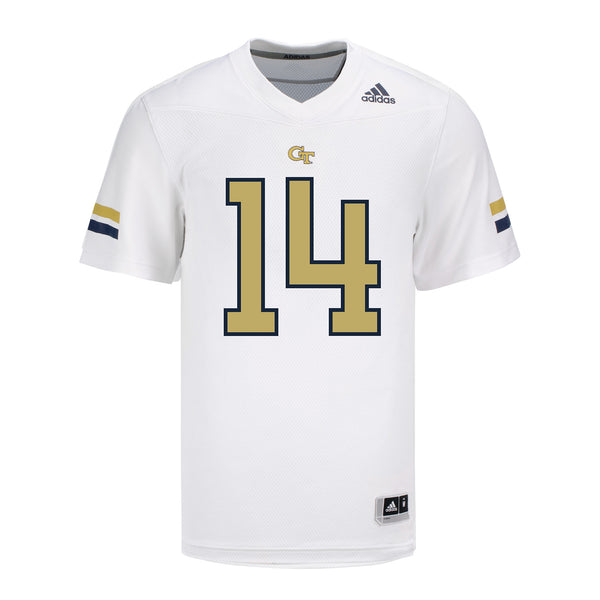 Georgia Tech Adidas Football Student Athlete #14 Nehemiah Chandler White Football Jersey - Front View