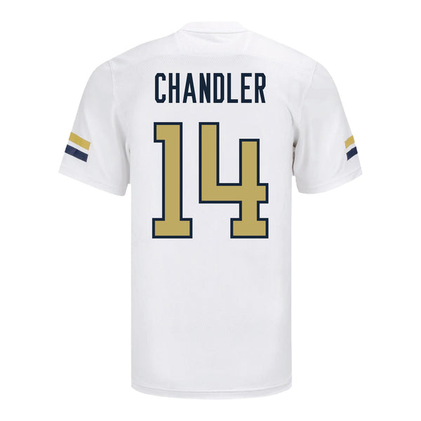 Georgia Tech Adidas Football Student Athlete #14 Nehemiah Chandler White Football Jersey - Back View