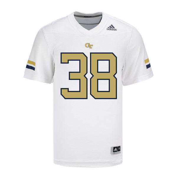 Georgia Tech Adidas Football Student Athlete #38 A'J Cheeks White Football Jersey - Front View