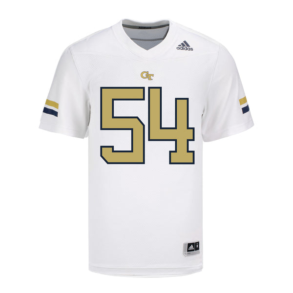 Georgia Tech Adidas Football Student Athlete #54 Caleb Dozier White Football Jersey - Front View