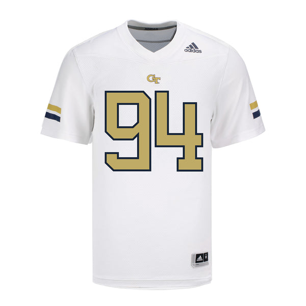 Georgia Tech Adidas Football Student Athlete #94 Uche Iloh White Football Jersey - Front View