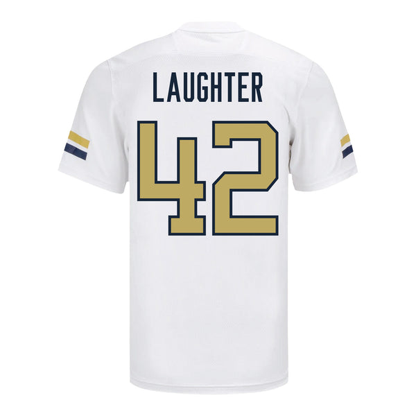 Georgia Tech Adidas Football Student Athlete #42 Luke Laughter White Football Jersey- - Back View