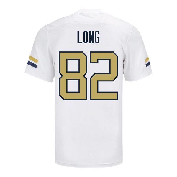 Georgia Tech Adidas Football Student Athlete #82 Jackson Long White Football Jersey - Back View