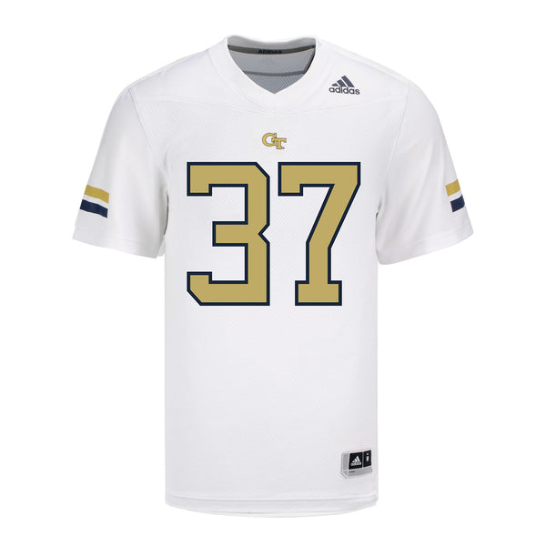 Georgia Tech Adidas Football Student Athlete #37 Joseph Moseley White Football Jersey - Front View