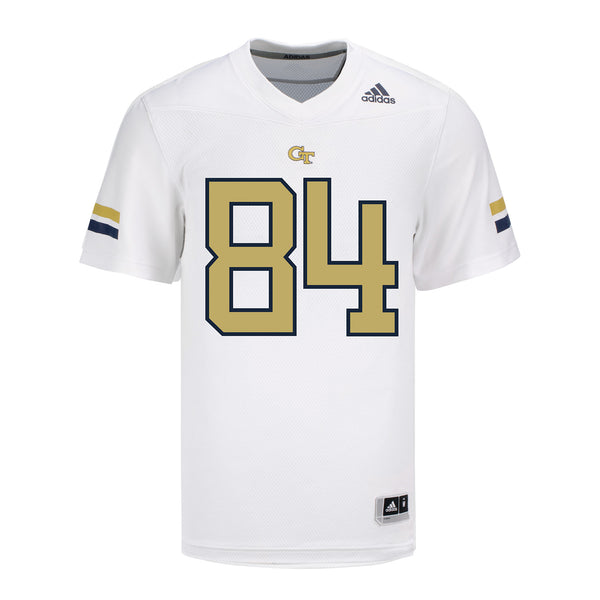 Georgia Tech Adidas Football Student Athlete #84 David Prince White Football Jersey - Front View