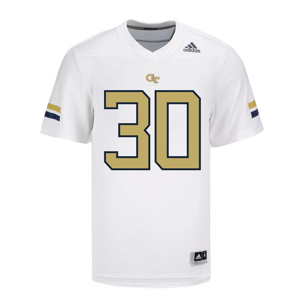 Georgia Tech Adidas Football Student Athlete #30 Lawson Pritchett White Football Jersey - Front View