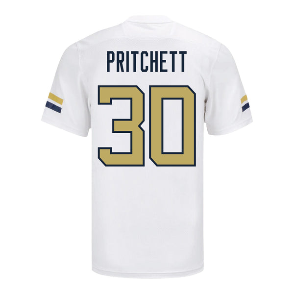 Georgia Tech Adidas Football Student Athlete #30 Lawson Pritchett White Football Jersey - Back View