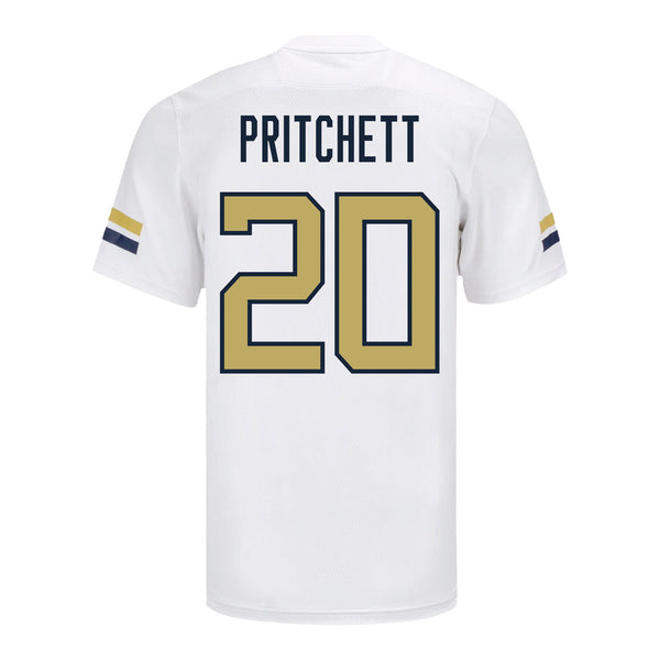 Georgia Tech Adidas Football Student Athlete #20 Christian Pritchett White Football Jersey - Back View