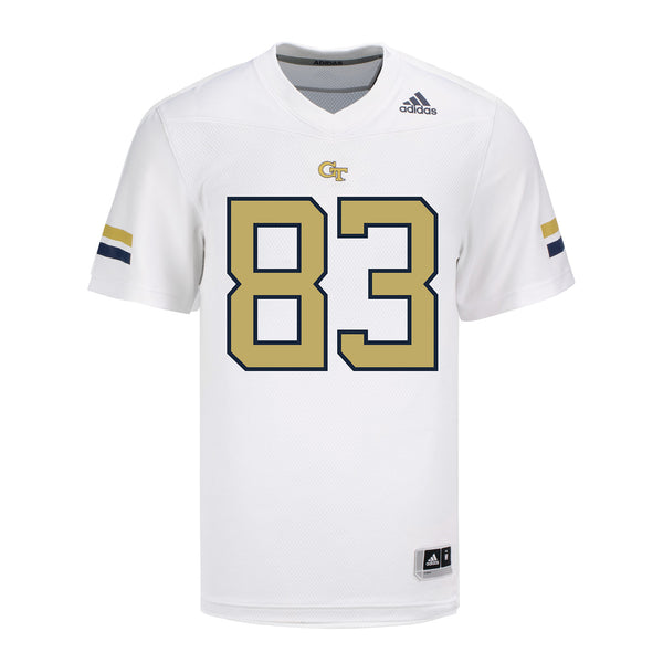 Georgia Tech Adidas Football Student Athlete #83 Blake Ragsdale White Football Jersey - Front View