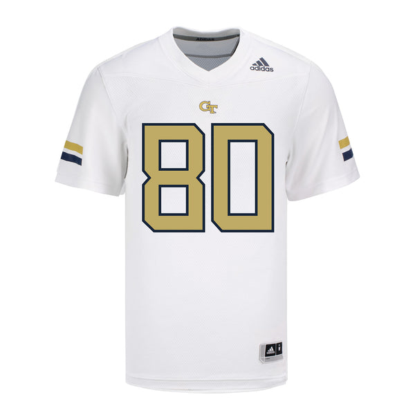 Georgia Tech Adidas Football Student Athlete #80 Brett Seither White Football Jersey - Front View