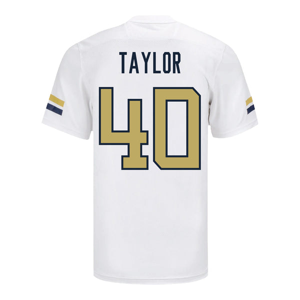 Georgia Tech Adidas Football Student Athlete #40 Joshua Taylor White Football Jersey - Back View