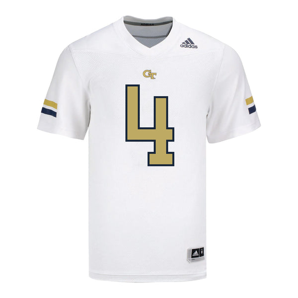 Georgia Tech Adidas Football Student Athlete #4 Warren Burrell White Football Jersey - Front View