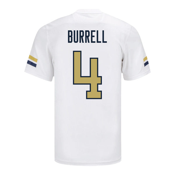 Georgia Tech Adidas Football Student Athlete #4 Warren Burrell White Football Jersey - Back View