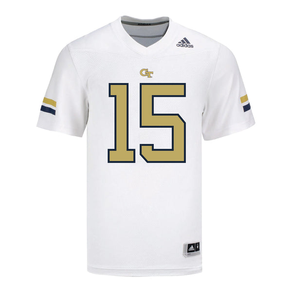 Georgia Tech Adidas Football Student Athlete #15 Tah'J Butler White Football Jersey - Front View