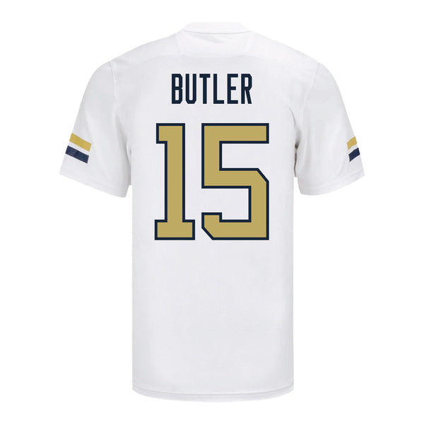 Georgia Tech Adidas Football Student Athlete #15 Tah'J Butler White Football Jersey - Back View