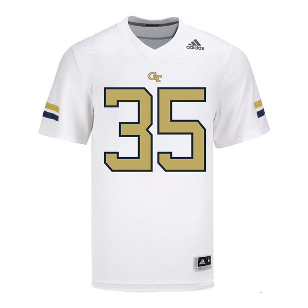 Georgia Tech Adidas Football Student Athlete #35 Jacob Cruz White Football Jersey - Front View