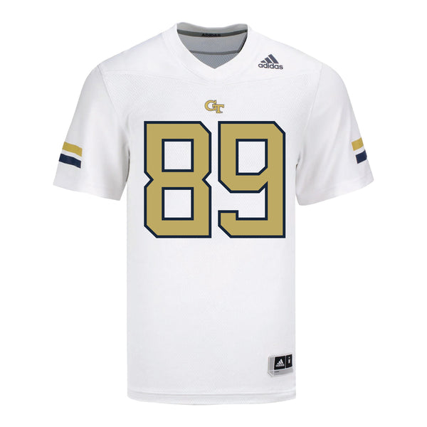 Georgia Tech Adidas Football Student Athlete #89 Chris Elko White Football Jersey - Front View