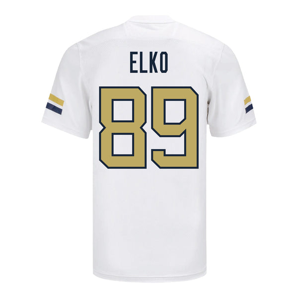 Georgia Tech Adidas Football Student Athlete #89 Chris Elko White Football Jersey - Back View